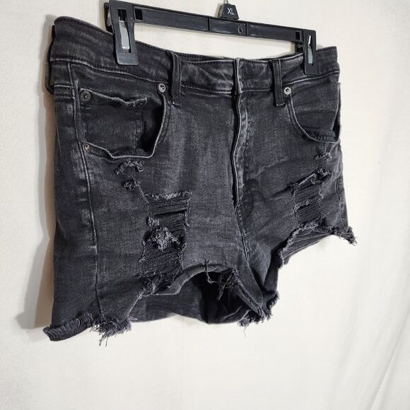 Aeropostale Womens Shorts Size 14 Denim Ripped Vintage High Rise Shorty Raw Hem - Picture 3 of 8